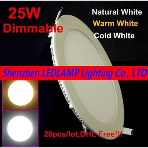 25W Dimmable LED Ceiling Downlight Natural white/Warm White/Cold White AC110-220V led panel light with driver 2 Years Warranty