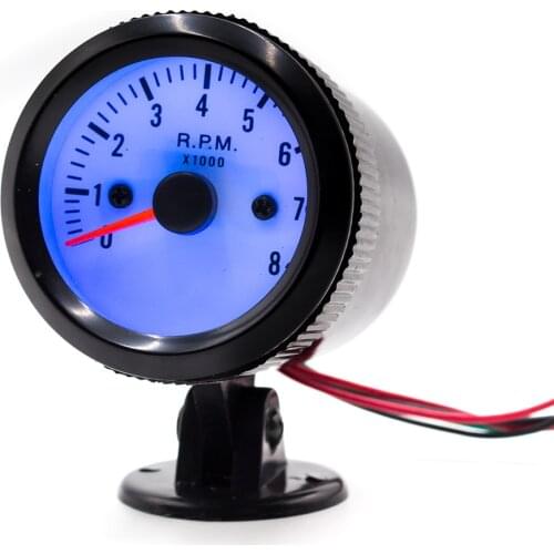 YOMI 2"52MM 12V Car Auto Tachometer Gauge 0-8000RPM Mechanical Speed Meter Blue LED with Gauge Pod Holder Car RPM