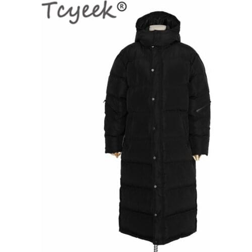 Tcyeek Long Mens Down Jacket Warm Thick 90% White Duck Down Winter Jackets Coats Hooded Black Jaqueta Masculina Inverno 98004