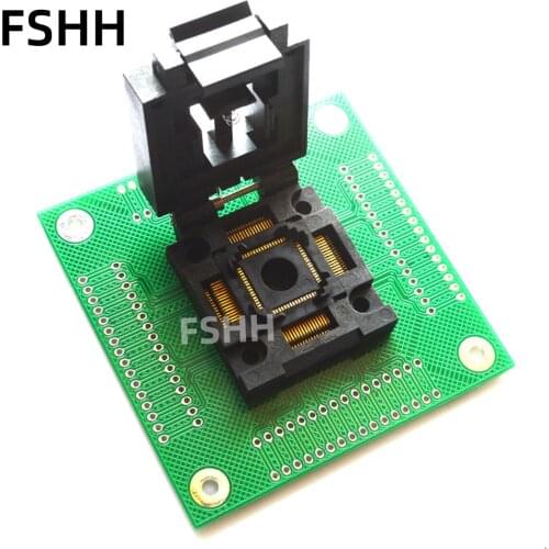 TQFP64 QFP64 test socket FPQ-64-0.65-04 to DIP 2.54mm adapter ICsocket 0.65mm 12mmx12mm 15.3mmx15.3mm