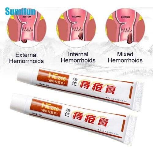 Sumifun 2Pcs Huatuo Herbal Hemorrhoids Ointment Treat Internal Piles External Anal Fissure Pain Chinese Medical Herb Cream
