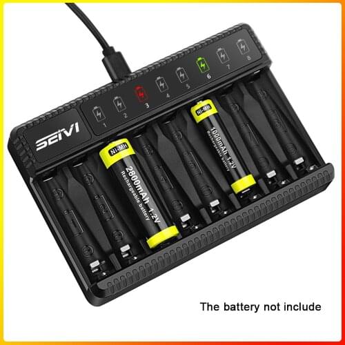 8 Slots Smart Battery Charger LED Display for AA/AAA NiMH Rechargeable Batteries USB Charger Speedlite