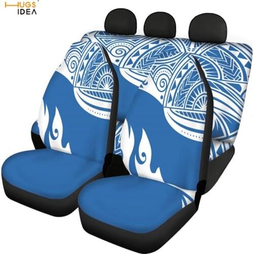 HUGSIDEA Universal Auto Seat Protector Polynesian Tribe Print Car Seat Cover Blue Car Interior Accessories for Front and Back