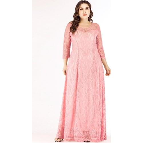 Evening Dress Fashion Three Quarter Sleeves O-Neck Appliques Pleat Mermaid Floor-Length New Plus Size Women Formal Gowns D920