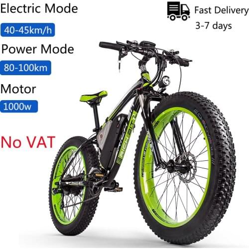Electric Bike RT-022 1000W Mountain Bike 48V17Ah Removable Lithium Battery 4.0 Fat Tire Ebike Hydraulic Brake Beach Cruiser Bike