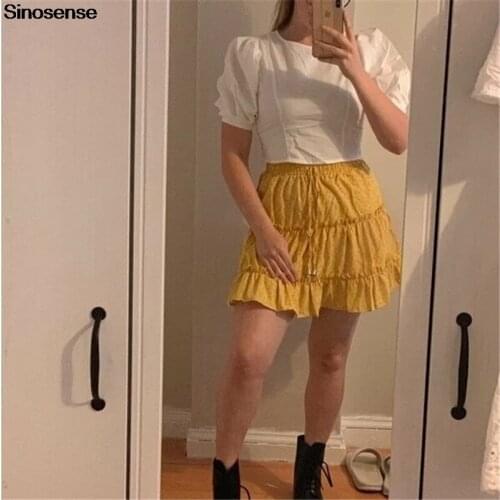 Womens Flared Short Skirt Vintage Floral Pleated Mini Skater Skirt With Drawstring 2020 Cotton A Line Summer Boho Beach Skirt