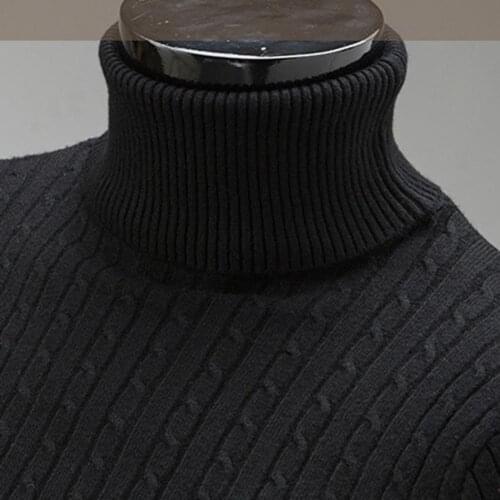 Winter Men High Neck Solid Color Sweater Long Sleeve Knitted All-matched Turtleneck Twist Men Sweater Pullover for Autumn Winter