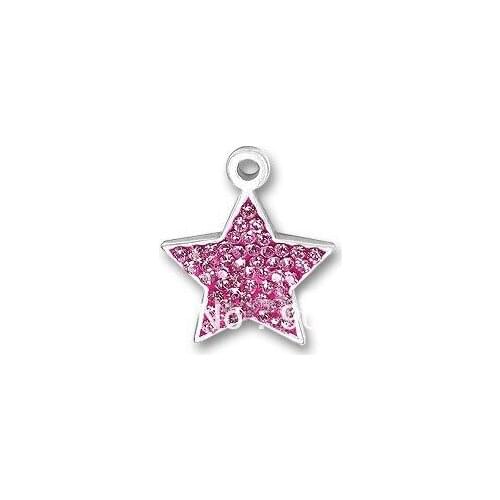 100pcs a lot fashion silver star pave pink Austrian charm