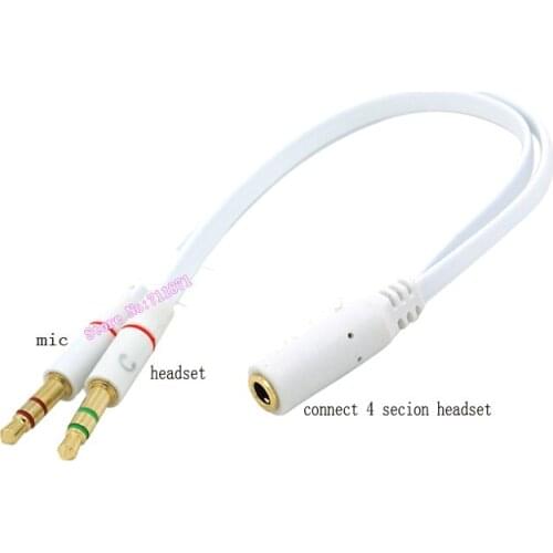 3 Section 3.5mm Male Mic+headset Connect 4 section headset Double 3.5 Male to Female Audio Cable computer connect Mics headset