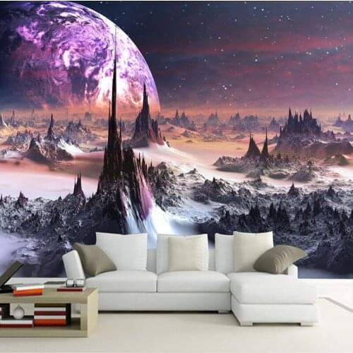 Custom 3D Wallpaper Fantasy Universe Star Mountains And Rivers Background Wall,3D TV Background Wall Modern Abstract Art Mural
