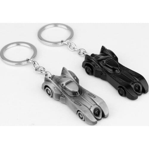 6cm Auperhero The Dark Knight Car Keychain Batmobile Alloy Pendant Toy Keyring Bat Man Key Chain Ring Figure Toy