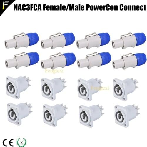 8 Sets NC3FCA Blue NC3FCB Blue/Grey Male&Female PowerCon Easy Lock Connector for Refitting Power Cable 3x2.5mm Sqaure