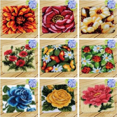 Embroidery Cushions Kits DIY Latch Hook Butterfly Button Package Smyrna Foamiran for Needlework WIth Flower Cushion Kit Carpet