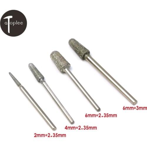 1PCS 4mm 6mm Diamond Bullet Grinding Head Emery 2.35mm 3mm Shank Dremel Rotary Drilling Carving Grinding Head Tools