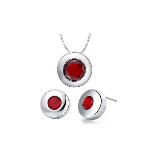 White 925 Simple Round Crystal Necklace Earrings Wedding Set GEM Gift Luxury Jewelry Sets Crystal suit tailor-made