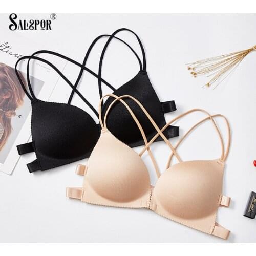 Front Closure Push Up Bra Women Solid One Piece Sexy Bralette Beauty Back Cross Wireless Seamless Lingerie