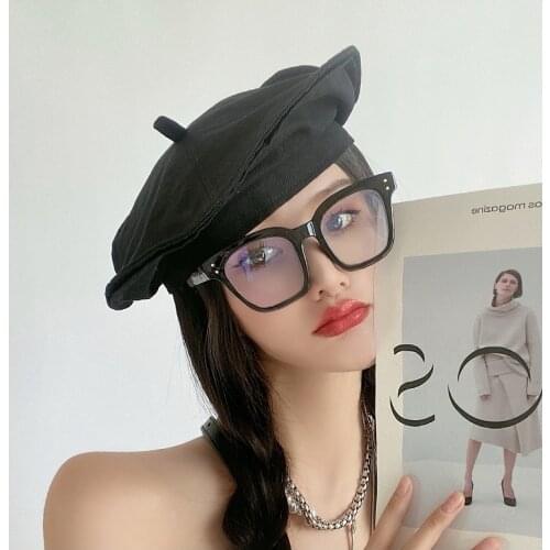 Designer beret female thin linen summer lotus leaf with big head circumference face just a painter hat