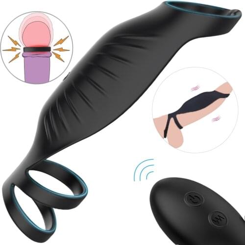 Men Penis Vibrator Ring Male Ejaculation Delay Device Dildo Double ring lock fine ring Soft Material Adults Erotic Sextoys