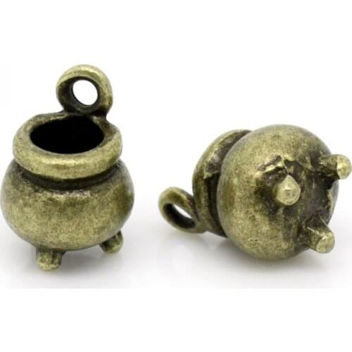 DoreenBeads Retail Charm Pendants Witch Cauldron Kettle Antique Bronze 12x8mm,20PCs