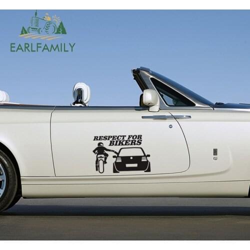 EARLFAMILY 43cm x 28.1cm for Respect for Bikers Car Stickers Sunscreen Decal Personality Scratch-Proof Motorcycle Decoration