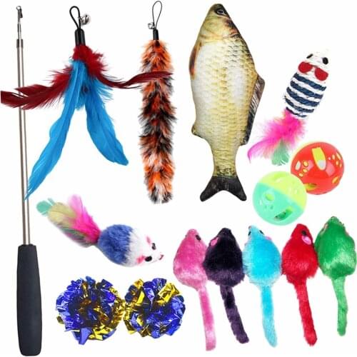 15pcs Cat Toys Variety Toy Set Mice Mouse for Cat,Puppy,Kitty, Kitten