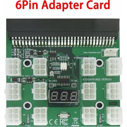 PCI-E 12V 64Pin to 12x 6Pin Power Supply Server Adapter Breakout Board for HP 1200W 750W PSU Server GPU BTC Mining Connectors