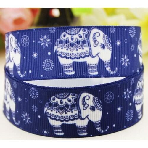 22mm 25mm 38mm 75mm Elephant Cartoon pattern printed Grosgrain Ribbon party decoration 10 Yards X-04072