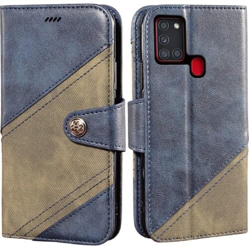 Leather Case Shockproof Bumper Flip Case for Galaxy A21S/SM-A217F/A217M/A217N Cover Flip Case for Samsung Galaxy A21S