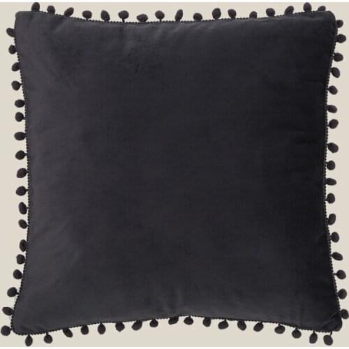 Ins Hot Velvet Solid Sofa Cushion Cover Office House Solid Color Ball Decor Throw Pillow Case Autumn Winter Home Decor 45*45cm