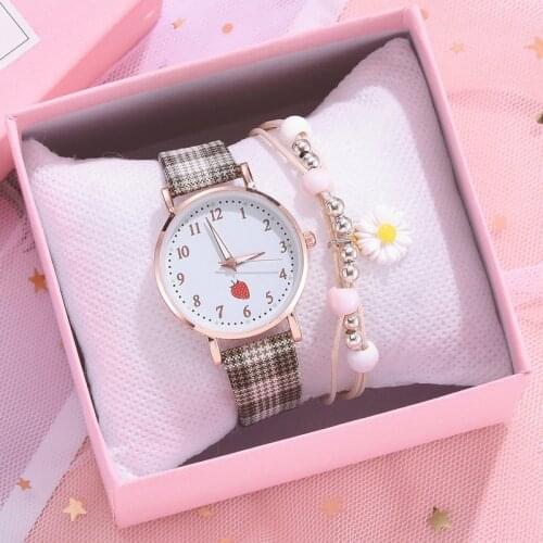 Cute Women Bracelet Watch Fashion Leather Strap Ladies Watch Heart-shaped Dial Cheap Exquisite Clock Gift
