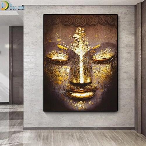 DIY Full Diamond Painting Gold Leaf Buddha Statue Cross Stitch Mosaic Craft Needlework 5D Embroidery Religion Decoration Salon