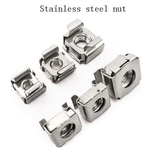 Stainless steel square Clip plate nut m4 M5 M6 M8 Cabinet steel board steel spring clamp machine outlet fastener crown screw set