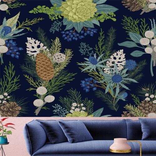 Nordic Style bohemian decor flower blue Tapestry Retro yellow flower Wall Hanging Vintage Style Pattern Tapestries home decor