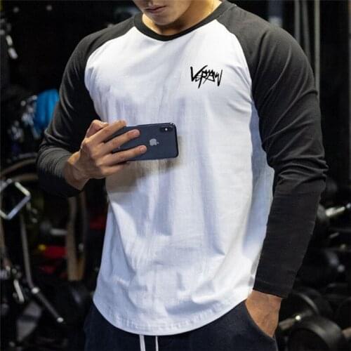 NEW Long sleeve T-shirt Men Fitness Cotton t shirt Male Gym Workout Skinny Tees shirt Tops Running Sports t shirt brand Clothing