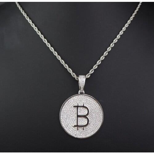 NEW HIGH-QUALITY European and American hip-hop popular pendant mens necklace bronze ornaments letter B Zircon inlaid accessorie