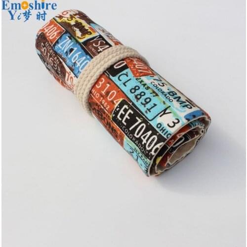 Pencils Cotton Canvas Handmade Original 36/48/72 Hole Color Pencil Bag Pencil Case Car Number for Art Pen Box B110
