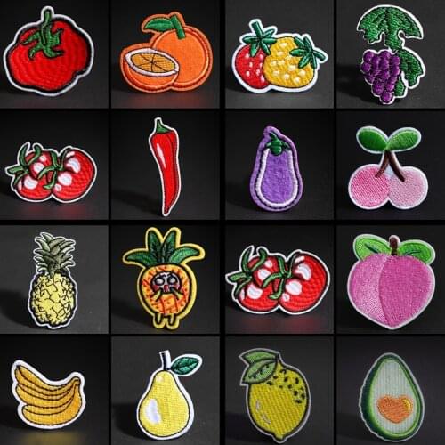 Avocado Peach Pineapple Patch Embroidery Patches For Clothing Cute Cat Animal Iron On Patches On Clothes Cute Fruit Sticker