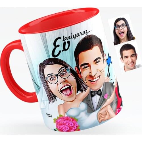 Personalized Maried Caricature Of Red Mug Cup-9