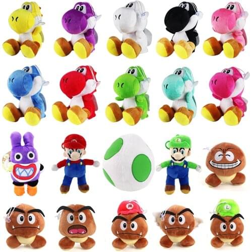 14-27cm Anime Super Mario Plush Toys Pendants Mario Luigi Goomba Yoshi Mushroom Caterpillar Rabbit Soft Stuffed Keychains Doll