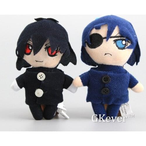 11 cm Anime Black Butler Ciel Phantomhive Sebastian Michaelis Plush Keychain Pendant Cute Cartoon Stuffed Doll Women Kids Gift