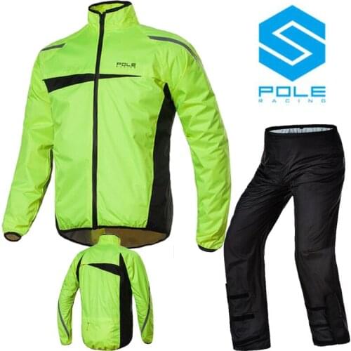 POLE Waterproof Motorcyclist Breathable Motorcycle Raincoat Motocross Rainproof electric Motorbike Adult Rainwear 210T Nylon PU