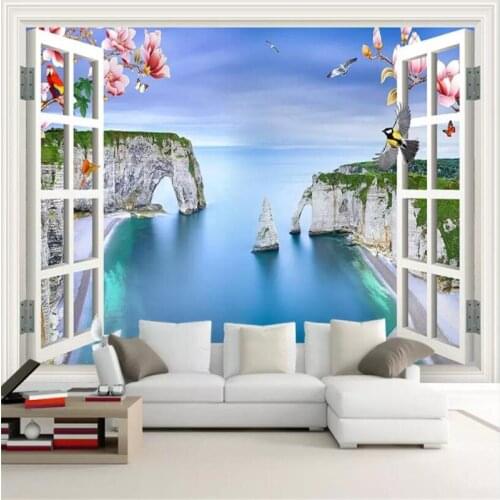 Custom 3D photo wallpaper modern wallpaper mural fake windows swan tree landscape wallpaper mural papel de parede