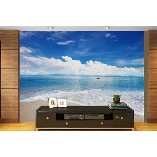 Custom photo wallpaper 3D blue sky white clouds beach shell sea landscape wall mural living room sofa bedroom wallpaper home dec