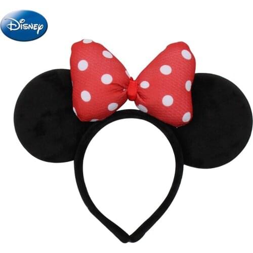 Disney Mickey Ears Headband Bows Minnie Dots Headband Peter Pan Headdress Cosplay Plush Adult/Kids Headband Gift