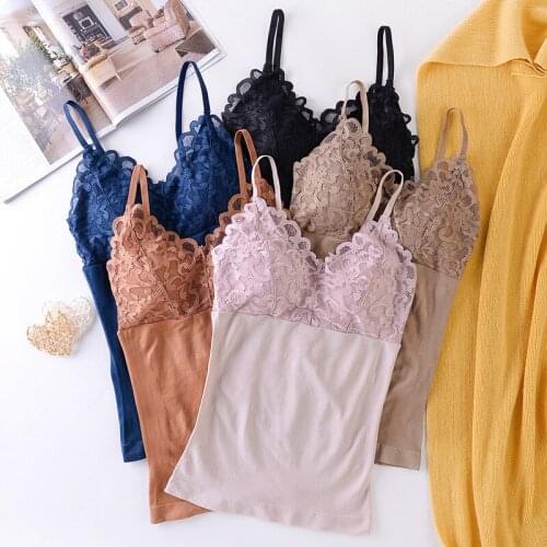 Sexy Lace Tank Top Wireless Straps Tube Crop Top Women Lingerie Padded Vest Female Sleeveless Casual Camisoles Push Up Underwear