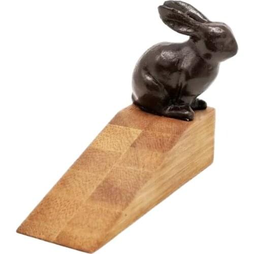 Cute Rabbit Bamboo Door Stopper Top Door Anti-collision Shovel Wedge Windproof Anti-collision Creative Home Decoration