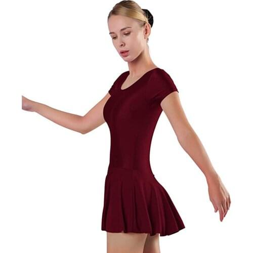 SPEERISE Women Short Sleeve leotards with Skirts Ballet Tutu for Womens Summer Skinny Bodysuits Scoop Neck Ladies Skirts