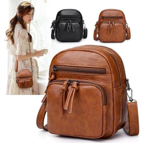 Retro Shoulder Bag For Women PU Leather Crossbody Bag Multi-pocket Messenger Bag Lady Square Bag Large Capacity Handbag bolso