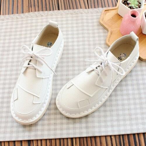 Sen literary soft bottom comfortable single shoes casual flat womens shoes Japanese hand-stitched round head casual shoes women