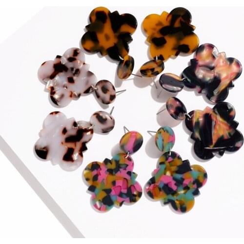 JOUVAL New Elegant Leopard Dangle Drop Earrings For Women Geometric Acrylic Boho Style Statement Eardrop Female Jewelry Bijioux